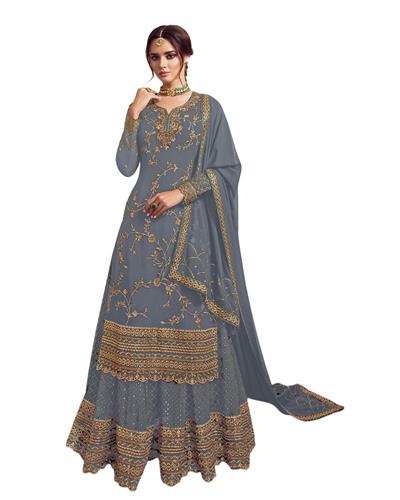 Gulaboo Present Lt 4902  Heavy Embroidery Designer Plazoo Suit