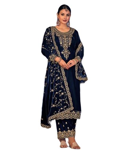 Gulaboo Present Fancy Velvet 2002 Heavy Embroidery Stright Suit