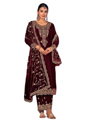 Gulaboo Present Fancy Velvet 2002 Heavy Embroidery Stright Suit