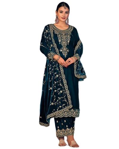 Gulaboo Present Fancy Velvet 2002 Heavy Embroidery Stright Suit