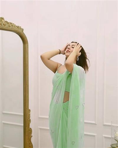 Hearts Shape Teal Green Color Stylish Saree