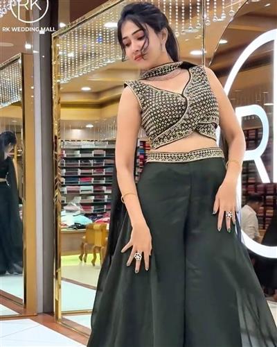  Elegant Palazzo Blouse and dupatta Set crafted from luxurious Tebby fabric