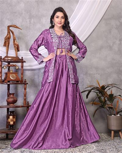 Kamini Heavy Embroidery Chinon Silk 3 Peice Co_Ord Set