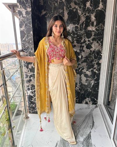 Party Wear Trendy Three-Piece Western Wedding Outfit with Sequence Embroidery and Shrug