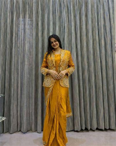 Pre Draped Ready to Wear Saree With Heavy Embroidery Jacket