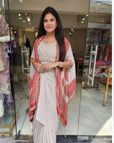 Crep Silk Embroidey Work Indo-Western Three Piece Set
