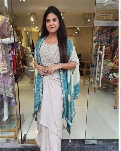 Crep Silk Embroidey Work Indo-Western Three Piece Set