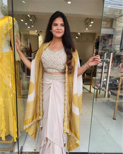 Crep Silk Embroidey Work Indo-Western Three Piece Set