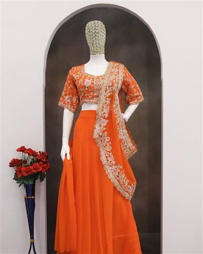 HEAVY CRUNCHI SILK LEHENGA CHOLI WITH EMBROIDERY WORK