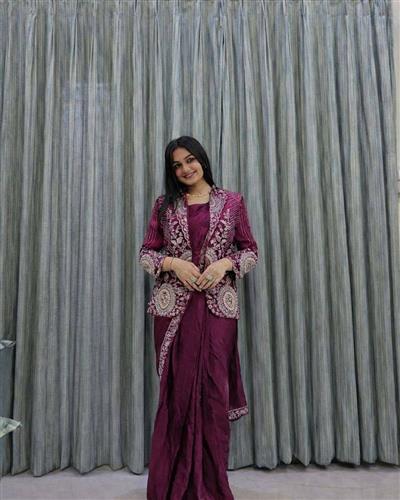 Pre Draped Ready to Wear Saree With Heavy Embroidery Jacket