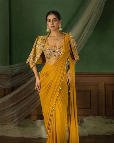 Ready to Wear Saree With Heavy Embroidery Jacket Pre Draped Saree
