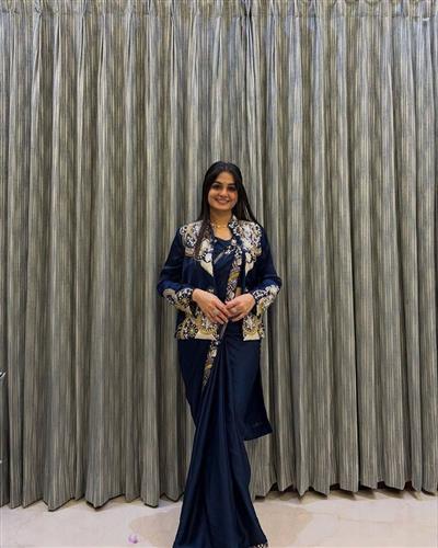 Ready to Wear Saree With Jacket and Heavy Embroidery Pre Draped Saree