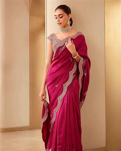 PURE SOFT GLOOMING VICHITRA SILK FABRIC ON BEAUTIFUL C-PALLU EMBROIDERY ZARI, CODING AND SEQUENCES W