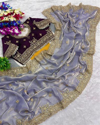 FANDY SATIN SILK FABRIC ON BEAUTIFUL EMBROIDERY C-PALLU 3 MM SEQUENCES WORK  SAREE