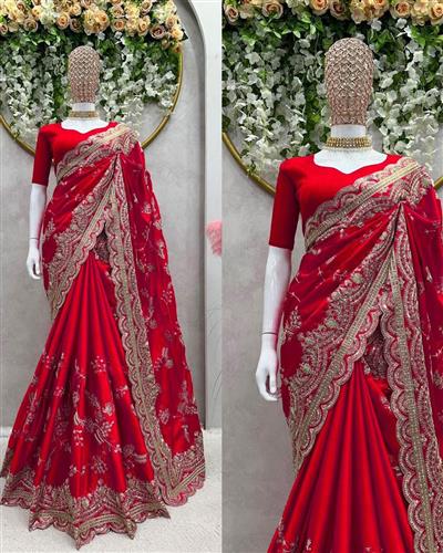  PURE SOFT RANGOLI FABRIC ON BEAUTIFUL C-PALLU EMBROIDERY SEQUENCES, DORI AND ZARI WORK WITH CUT WOR