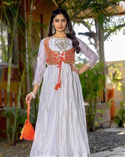 Launching New Festival laheriya print Long Gown 084