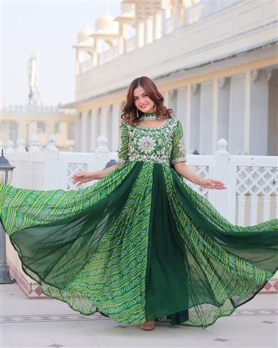 Launching New Festival Bandhej Gown & Duptta 075