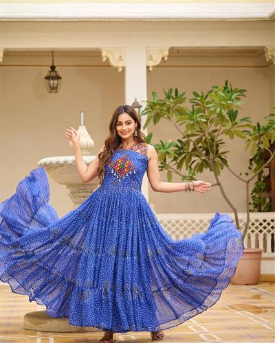Launching Navratri Special Gamathi Work Blue Gown    108