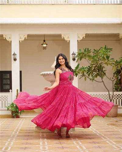 Launching Navratri Special Gamathi Work Pink Gown   108