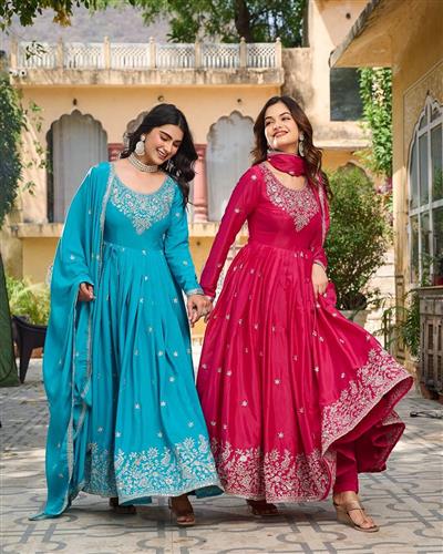 HEAVY AMERICAN SILK FULL STICHED ANARKALI GOWN FOR WOMEN 08