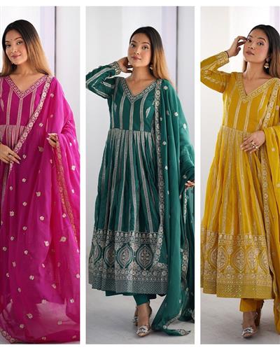 HEAVY STAR GEORGETTE HEAVY EMBROIDERY FULL STICHED GOWN  14