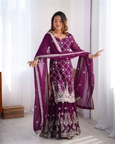HEAVY FAUX GEORGETTE SHARATA SUIT FOR WOMEN 04