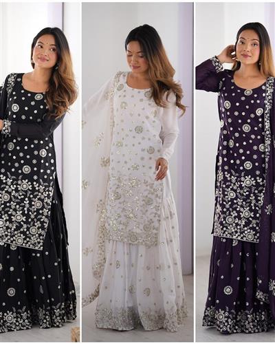 STAR GEORGETTE HEAVY EMBROIDERY SHARARA SUIT  20