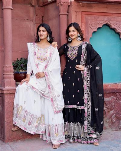 FAUX GEORGETTE ITH EMBROIDERY SHARARA SUIT  22