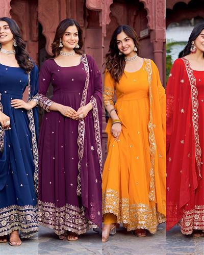 FAUX GEORGETTE WITH EMBROIDERY WORK GOWN  22