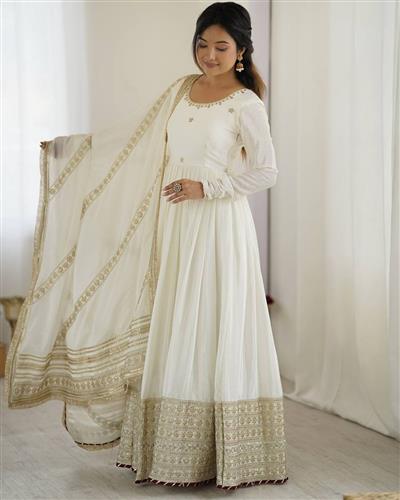 Premium Chinon Silk With Embroidery Gown  27