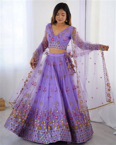 HEAVY SOFT NET WITH EMBROIDERY WORK LEHENGHA CHOLI 25