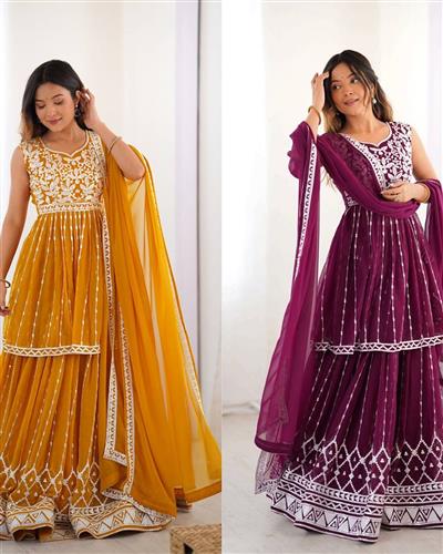 FAUX GEORGETTE ITH HEAVY EMBROIDERY BRIDAL LEHENGHA CHOLI  28