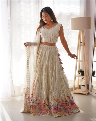 New Sabyasachi Black And White color LEHENGA Choli With Sequence Work For WEDDING 33