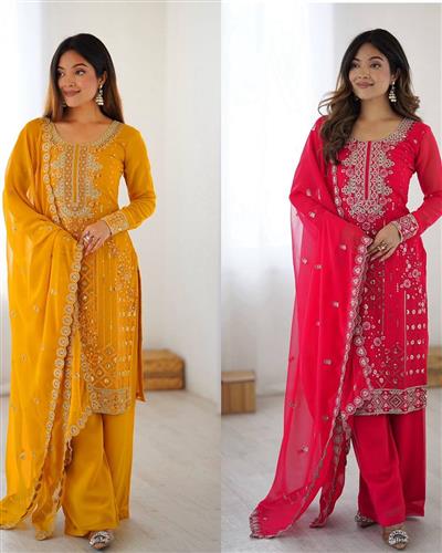 FAUX GEORGETTE EMBROIDERED PARTY WEAR SET 37