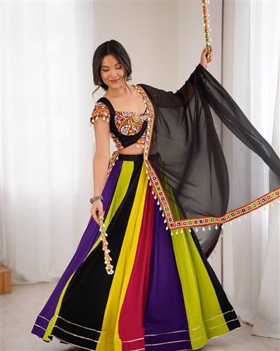 HEAVY REYON WITH REAL MIRROR WORK NAVRATRI LEHENGA   53