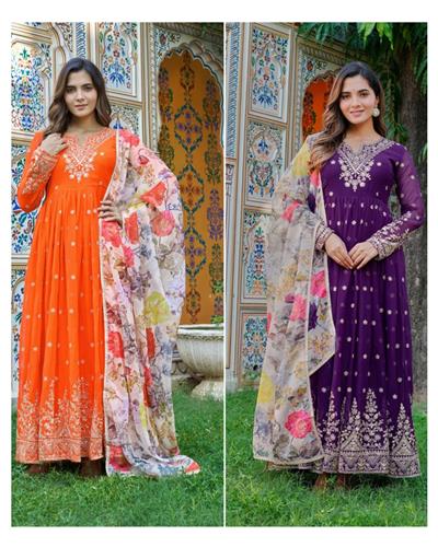Purple Anarkali With Beautiful Sequence Embroidery and Dupatta 55