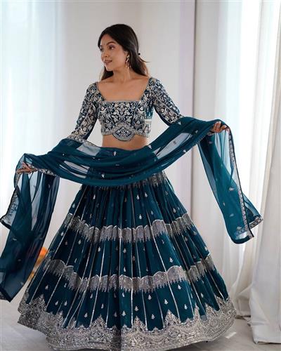 Faux Georgette Beautiful Thread Embroidery with Sequin Lehengha Choli 65