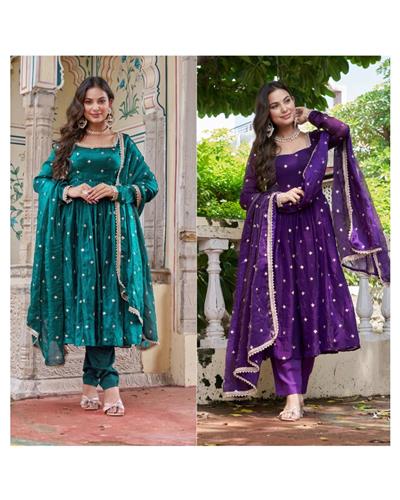 Heavy Fandy Silk  Traditional Anarkali Suit Set