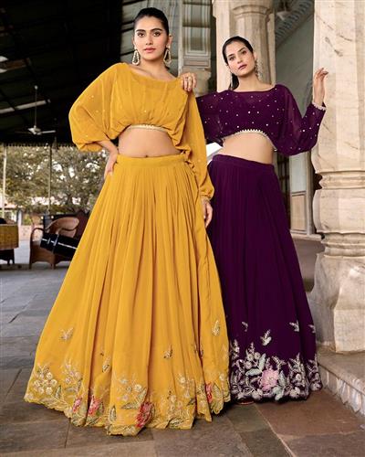 Elevate Your Style For Parties And Weddings With Our Stitched Crop Top And Lehenga Collection NNK111